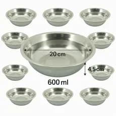 Kit 10 tigelas bowl de inox 20cm 600ml