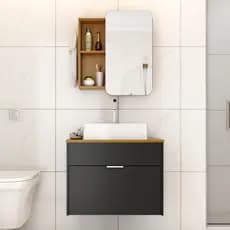 Gabinete para Banheiro Duna com Cuba Mármore Espelheira Conjunto para Banheiro Luxo