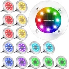 Luminária Solar Subterrânea Redonda 8LED Luz Colorida À Prova D'água Jardim Gramado Caminho Externo