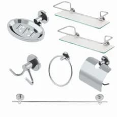 Kit Acessórios Para Banheiro 5 Peças + 2 Porta Shampoo Reto