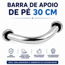 Barra de Apoio 30cm para Banheiro Lavar os Pés, Depilação e Mobilidade Reduzida