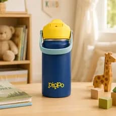 Garrafa Térmica Infantil Escolar com Parede Dupla em Aço Inox Bebidas Quentes e Frias c/Trava e Alça