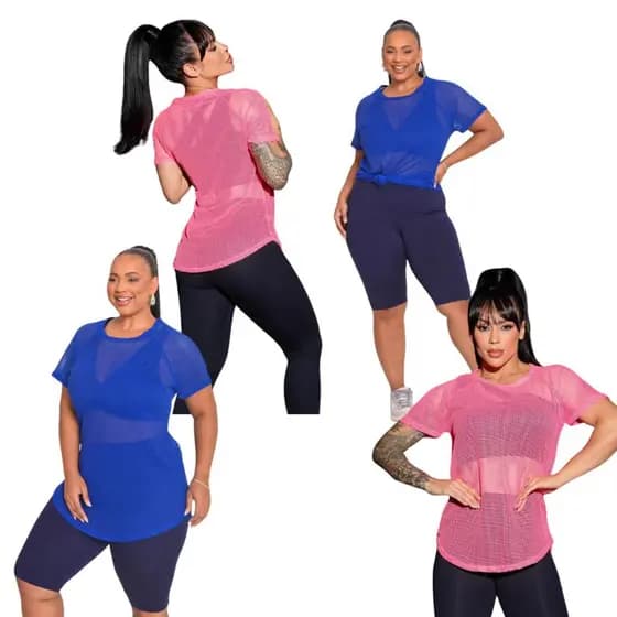Kit 4 Blusa Long Line Arrastão Tampa Frente e Costa Alongada Feminina Fitnes Academia  Caminhada  Plus