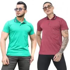 Kit 2 Camiseta Polo Fio 30 Com Bolso Algodao Manga Curta