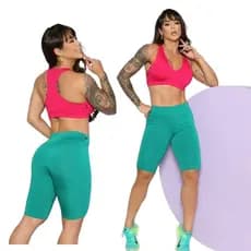 kit 2 Bermuda Ciclista Suplex Feminina Fitnes Academia Lisa Plus Size  Básica Dança Pilates Caminhada Passeio