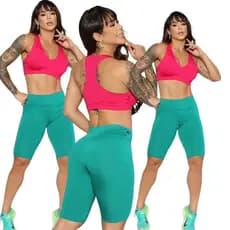 kit 3 Bermuda Ciclista Suplex Feminina Fitnes Academia Lisa Plus Size  Básica Dança Pilates Caminhada Passeio