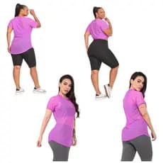 Kit 4 Long Line Alongada Tule Transparente Feminino Academia Fitnes