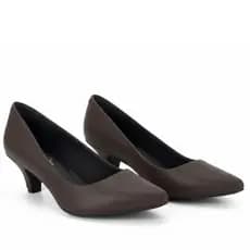 Scarpin Marron Café Sapato Social Feminino Salto Médio 5cm Bico Fino Elegante Confortável Clássico