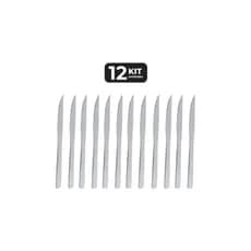 Kit 12 Faca de Churrasco Inox Acabamento Brilho Linha Eros Profissional Restaurante