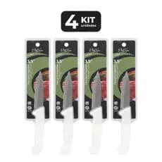 Kit 4 Faca para Legumes Inox 3,5 Pol Cabo Polipropileno Branco Profissional Cozinha
