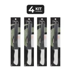 KIT 4 FACA PARA PAO 8" CABO DE POLIPROPILENO BRANCO