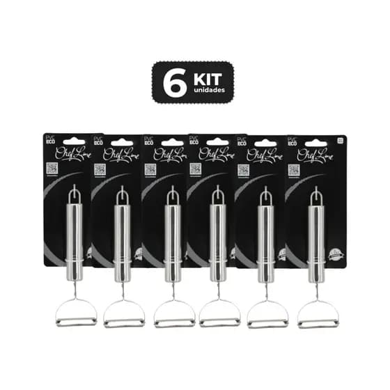 Kit 6 Descascadores Inox 17,5cm Legumes Verduras Cozinha Profissional