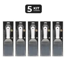 Kit 5 Espátula Curva Inox 3 Pol 28 cm Cabo PP Branco Profissional Confeitaria Cozinha