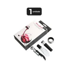 KIT VINHO ESTOJO - ACESSORIOS 4 PECAS SACA ROLHA
