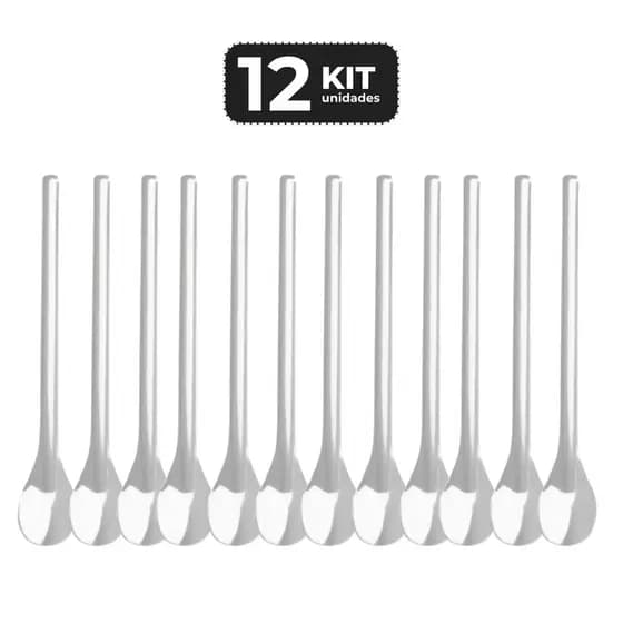 Kit 12 Colher Bailarina Inox 31 cm Profissional Bar Drinks Coquetel Jarra