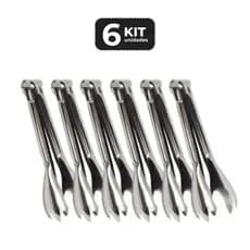 Kit 6 Pegador de Salada Inox 20 cm Profissional Restaurante Buffet Cozinha Industrial