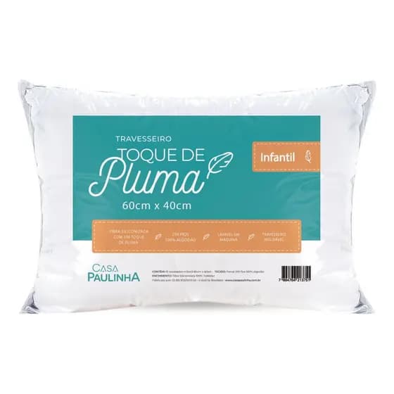 Travesseiro Infantil 60x40 Toque De Pluma Antialérgico Macio