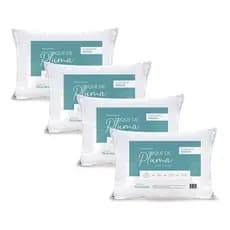 4 Travesseiro Toque De Pluma Super Macio 70x50 Suporte Médio