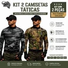 Kit 2 Camisetas Camuflada Caça e Pesca com Proteção UV