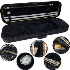 Estojo Case Extra Luxo Violino 4/4 3/4 Retangular Térmico Higrómetro Tubo Cordas 2 Arco 2 Espaleira