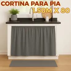 cortina para pia largura 1,50 x 0,80 altura tecido Oxford decoração para cozinha