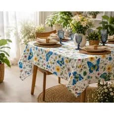Toalha De Mesa Borboleta Azul e Roxa 4,6 e 8 Lugares Decoração e Mesa Posta Tecido Resistente Envio Rápido