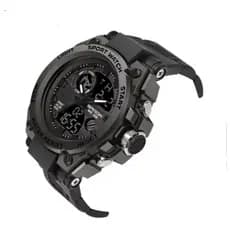 Relógio Masculino ST Militar Esportivo Resistente Preto Caixa em Aço Pulseira de Silicone