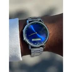 Relógio Masculino Duplo Analógico e Digital Visualização 2 em 1 Pulseira em Aço Design Moderno