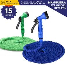 Mangueira Mágica 15m Extensível Retrátil 7 Jatos Alta Pressão Para Jardim e Lavagem de Carro - AV