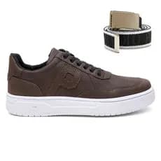 Kit Tênis Masculino Estiloso Confortável + Cinto Polo Original Casual Presente Moderno Leve