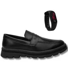 Kit Sapato Masculino Loafer Solado Tratorado + Relógio Estiloso Casual Confortável Elegante