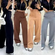 Calça Pantalona Alfaiataria Premium Com Bolso Acompanha CINTO