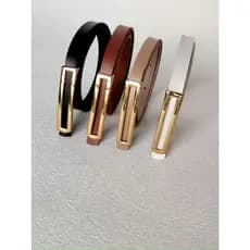 Kit 3pc/4pc Cintos Feminino Para Vestido Short Calça Alfaitaria Fivela Alongada Dourado