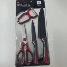 Kit Facas de Cozinha + Tesoura Multiuso + Descascador | Utensílios Domésticos