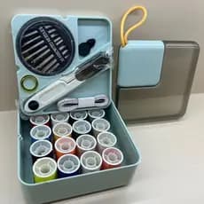 Kit de Costura Portátil 🧵 Caixa Completa com Tesoura, Agulhas, Linhas e Acessórios