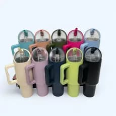 copo Térmico Inox 1,2 Litros com Canudo, Alça, Tampa 40oz, com bico, tampa transparente