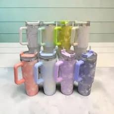 Copo Térmico Aço Inox 1200 Ml Com Alça e Canudo Tie Dye