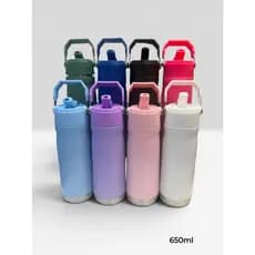 Garrafa térmica 650ML de aço inoxidável de alta qualidade com alça canudo