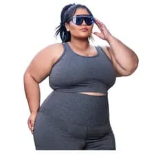 Roupa de academia Conjunto Feminino Short E Top Fitness Plus Size - Esportivo