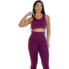 Conjunto Fitness Confortável De Academia Calça E Top Cropped
