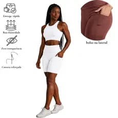 Conjunto Academia Feminino Short Forrado e Top Fitness Tecido Premium
