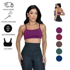 Top Cropped Confortável  Fitness De Alças No Suplex Feminino Para Academia