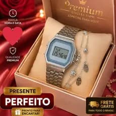 Kit Relógio Feminino Com Pulseira Relógio Esportivo Prata