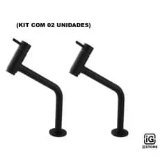 Kit 2 Torneira para Banheiro Cuba Lavatório Bancada Abs Preta 1/4 de Volta