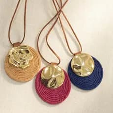 Max Colar Feminino Corda e Resina Artesanal Bonito Regulável Cordão Chic Casual e Travalho Diversos Modelos