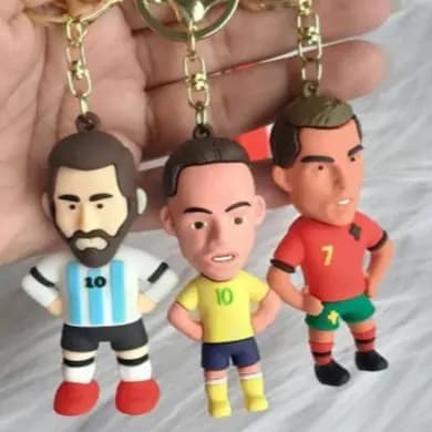 Chaveiro Copa Jogador Futebol Emborrachado Colecionador Chaveirinho com Argola Resistente Grande