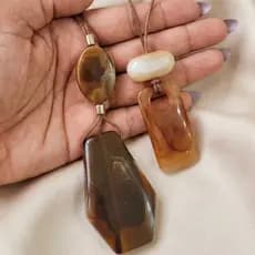 Colar Feminino Resina Cordão Artesanal Longo Luxo Elegante Boho Chic Leve Bijuteria Fina