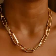 Colar Cordão Feminino  Elegante Dourado Prateado Luxo Elo Grande Largo Bijuteria Fina Presente