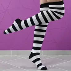 Meia Cano Longo Corena Meias Feminina Listrada Colorida Zebra Fantasia Festa Cosplay