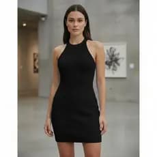 Vestido Curto Feminino Ana Bella Florença Justo em Ana Ruga Gola Alta Estiloso Moda Blogueira